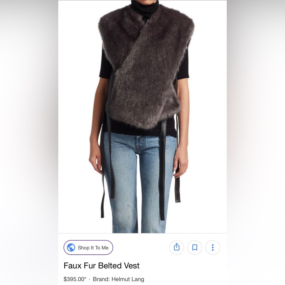 HELMUT LANG FAUX FUR BELTED VEST